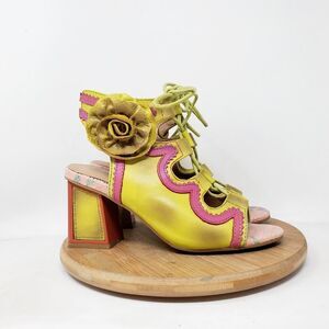 L'Artiste Shoes Womens 35 Supercute Colorful Flower Lace Up Fishtail Heel Sandal